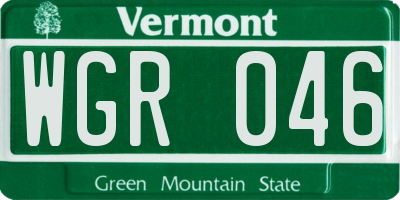 VT license plate WGR046