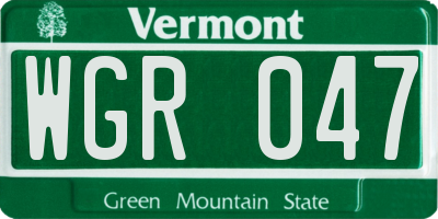 VT license plate WGR047
