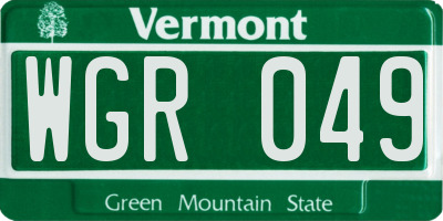VT license plate WGR049