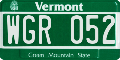 VT license plate WGR052