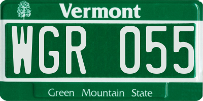 VT license plate WGR055