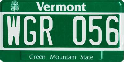 VT license plate WGR056