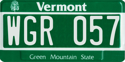 VT license plate WGR057