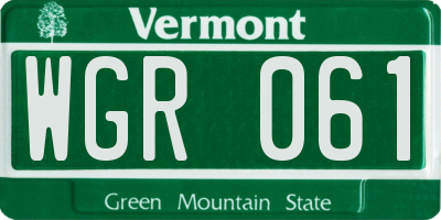 VT license plate WGR061