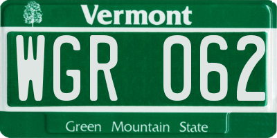 VT license plate WGR062