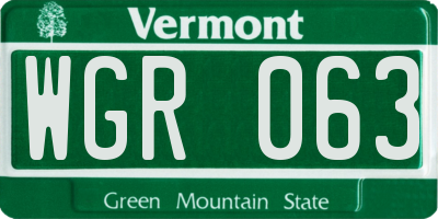 VT license plate WGR063