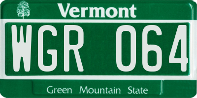 VT license plate WGR064