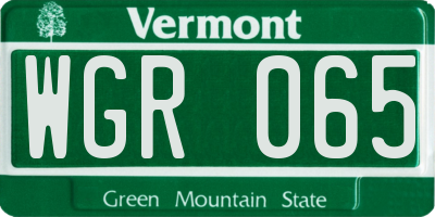 VT license plate WGR065