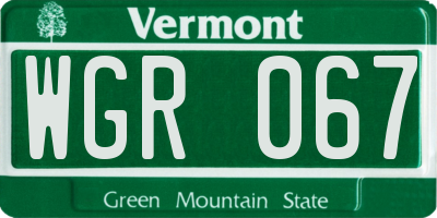 VT license plate WGR067
