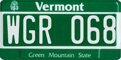 VT license plate WGR068