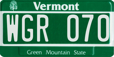 VT license plate WGR070