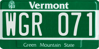 VT license plate WGR071