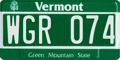 VT license plate WGR074