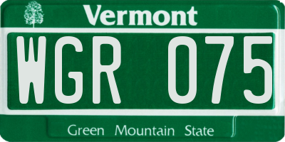 VT license plate WGR075