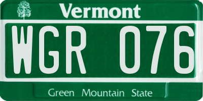 VT license plate WGR076