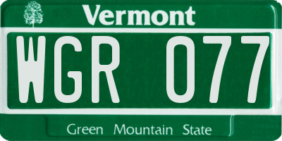 VT license plate WGR077