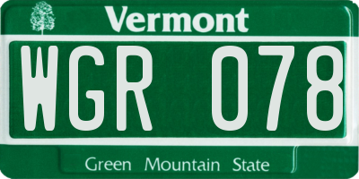 VT license plate WGR078