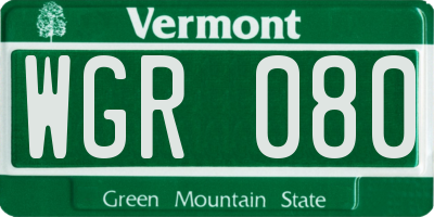 VT license plate WGR080