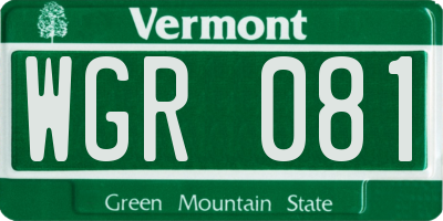VT license plate WGR081