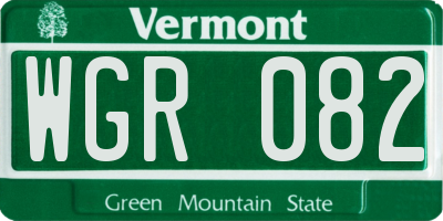 VT license plate WGR082