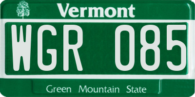 VT license plate WGR085