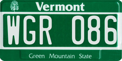 VT license plate WGR086