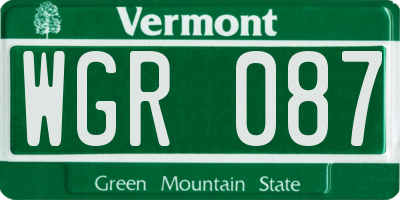 VT license plate WGR087