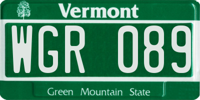 VT license plate WGR089