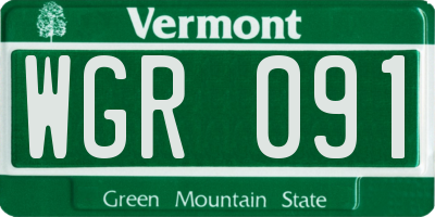 VT license plate WGR091