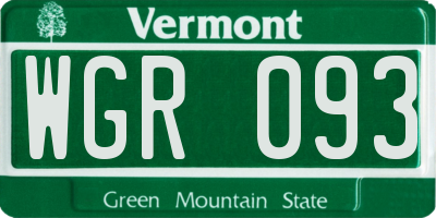 VT license plate WGR093