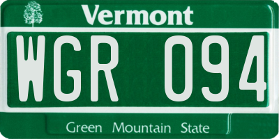 VT license plate WGR094