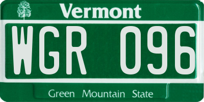 VT license plate WGR096