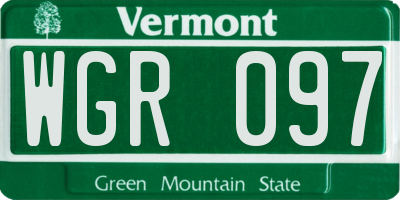 VT license plate WGR097