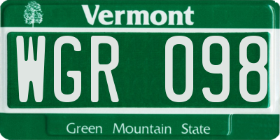 VT license plate WGR098