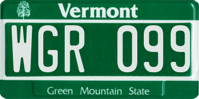 VT license plate WGR099