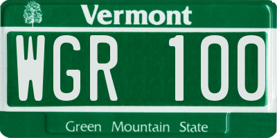 VT license plate WGR100