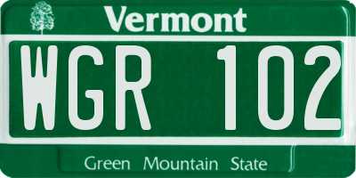 VT license plate WGR102