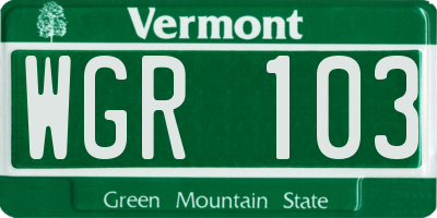VT license plate WGR103