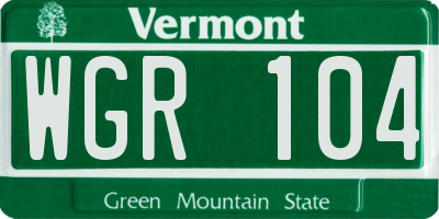 VT license plate WGR104