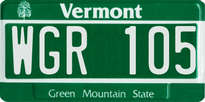 VT license plate WGR105