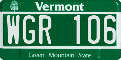 VT license plate WGR106