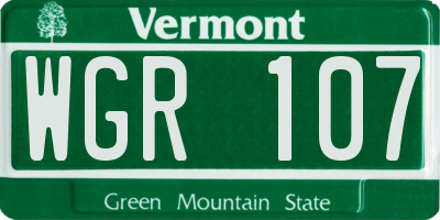 VT license plate WGR107