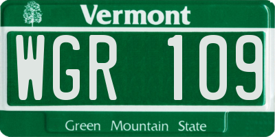 VT license plate WGR109