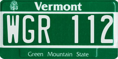 VT license plate WGR112