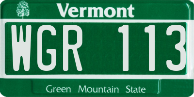 VT license plate WGR113