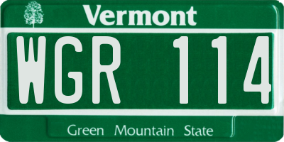 VT license plate WGR114