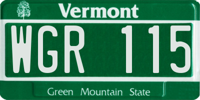 VT license plate WGR115