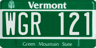 VT license plate WGR121
