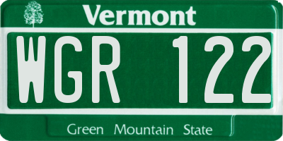 VT license plate WGR122
