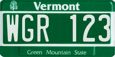 VT license plate WGR123